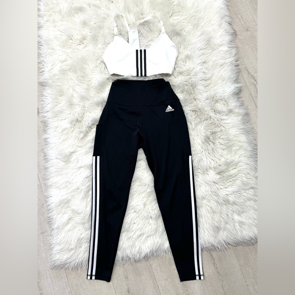 adidas Black Track Pants with White Stripes